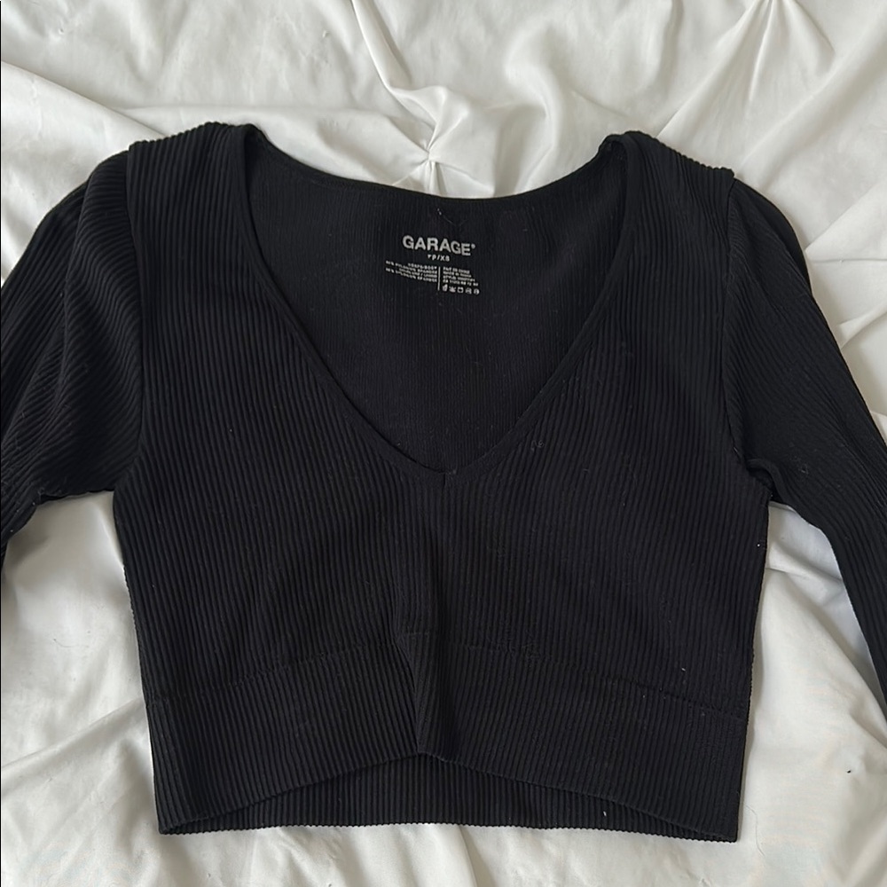 Garage Black Fitted Crop Bodysuit